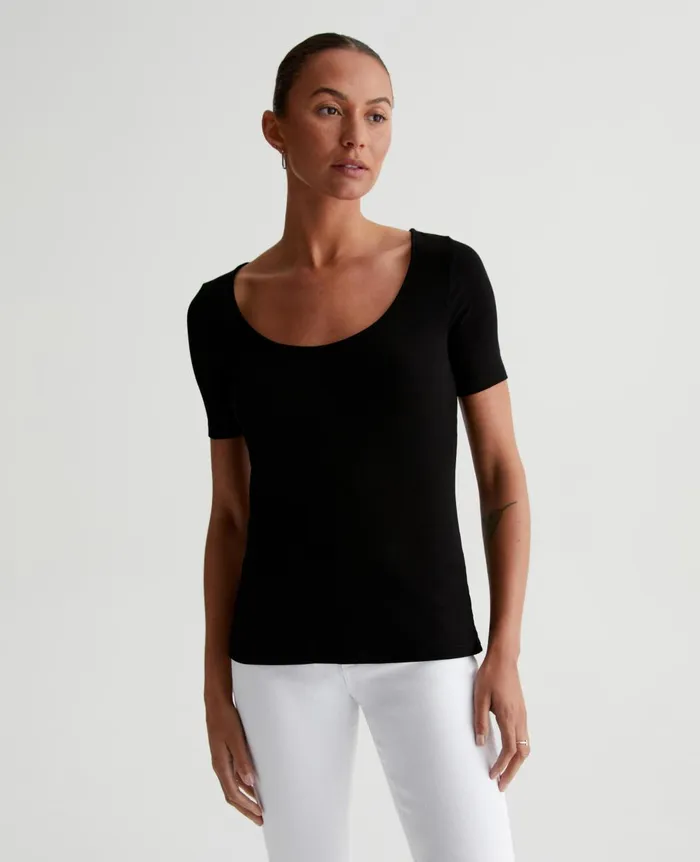 Jaxon Scoop True Black Women AG Jeans Tops and Shirts