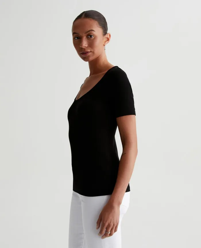 Jaxon Scoop True Black Women AG Jeans Tops and Shirts Jaxon Scoop True Black Women AG Jeans Tops and Shirts