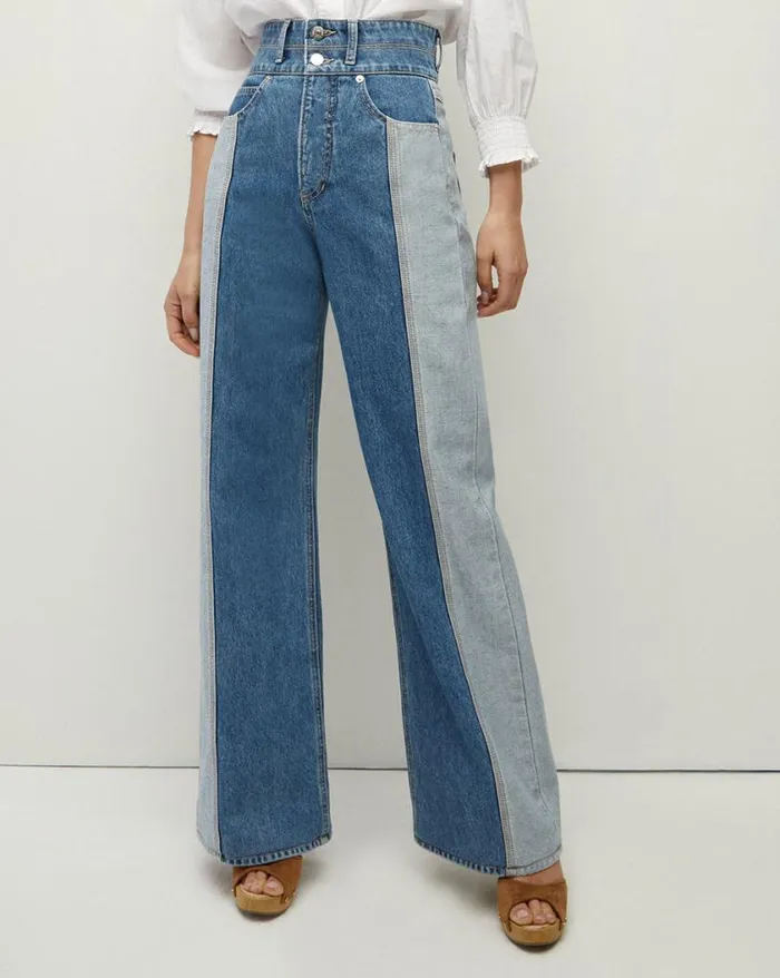 Jeans Shop Veronica Beard Taylor WideLeg Jean TwoTone Neptune