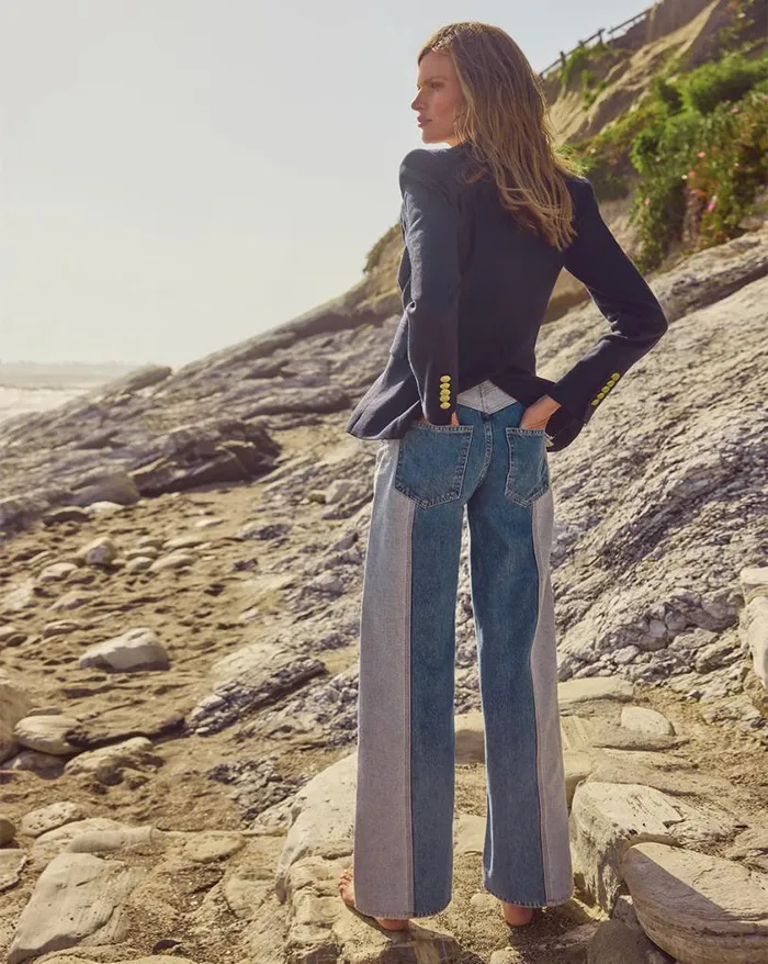 Jeans Shop Veronica Beard Taylor WideLeg Jean TwoTone Neptune