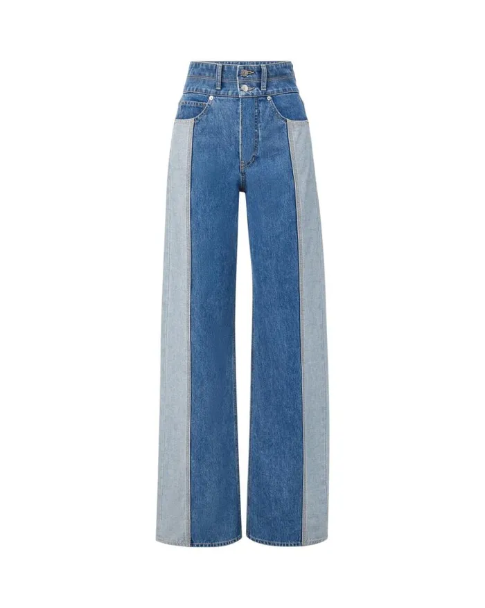Jeans Shop Veronica Beard Taylor WideLeg Jean TwoTone Neptune