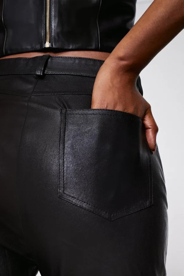 Jeans Women Karen Millen Stretch Leather Five Pocket Jean Black