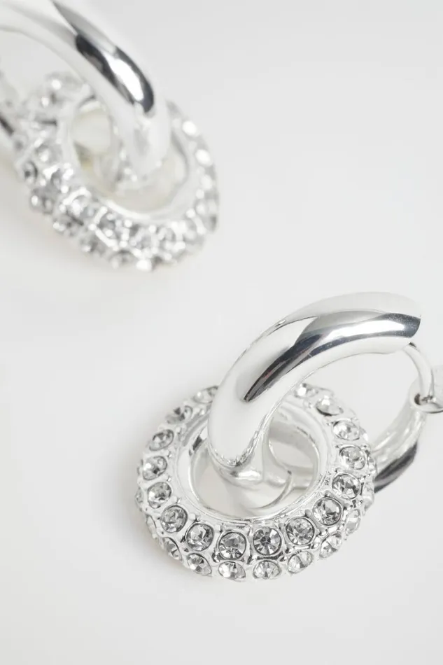 Jewellery Woman Seed Heritage Crystal Huggie Hoop Silver
