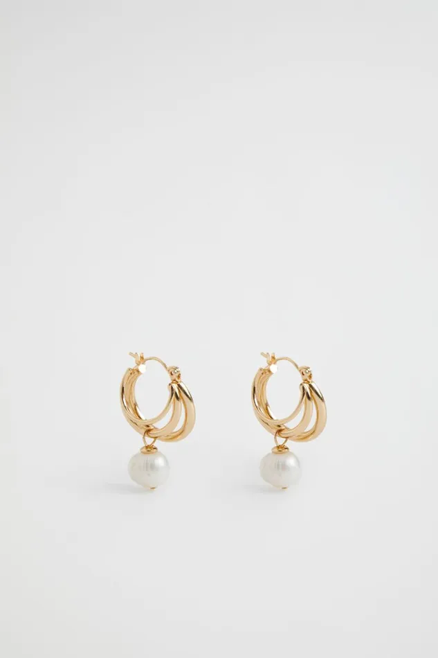 Jewellery Woman Seed Heritage Pearl Hoop Gold