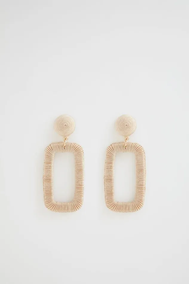 Jewellery Woman Seed Heritage Rectangle Wrapped Earring Soft Wheat