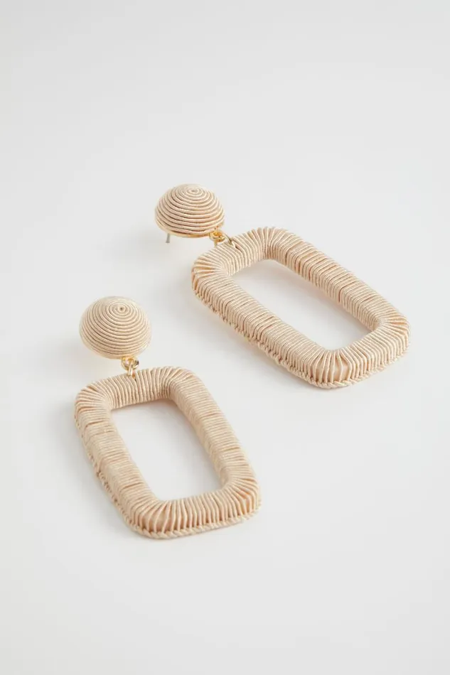 Jewellery Woman Seed Heritage Rectangle Wrapped Earring Soft Wheat