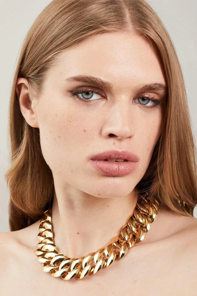 Jewellery Women Karen Millen Chunky Chain Statement Necklace Gold