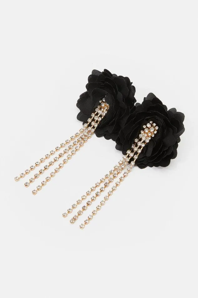 Jewellery Women Karen Millen Flower Detail Drop Earrings Black