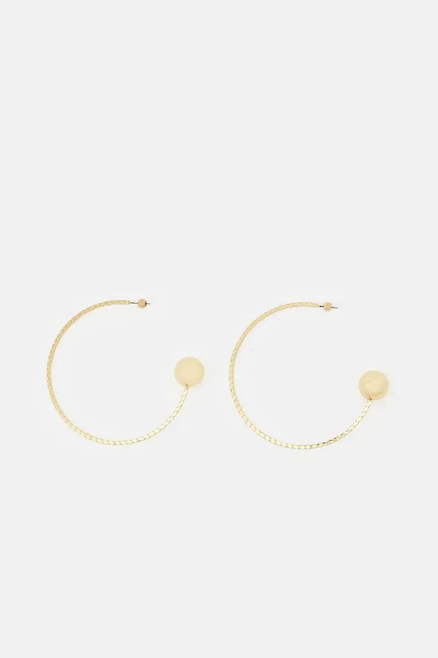 Jewellery Women Karen Millen Gold Plated Detailed Large Hoop Earrings Gold