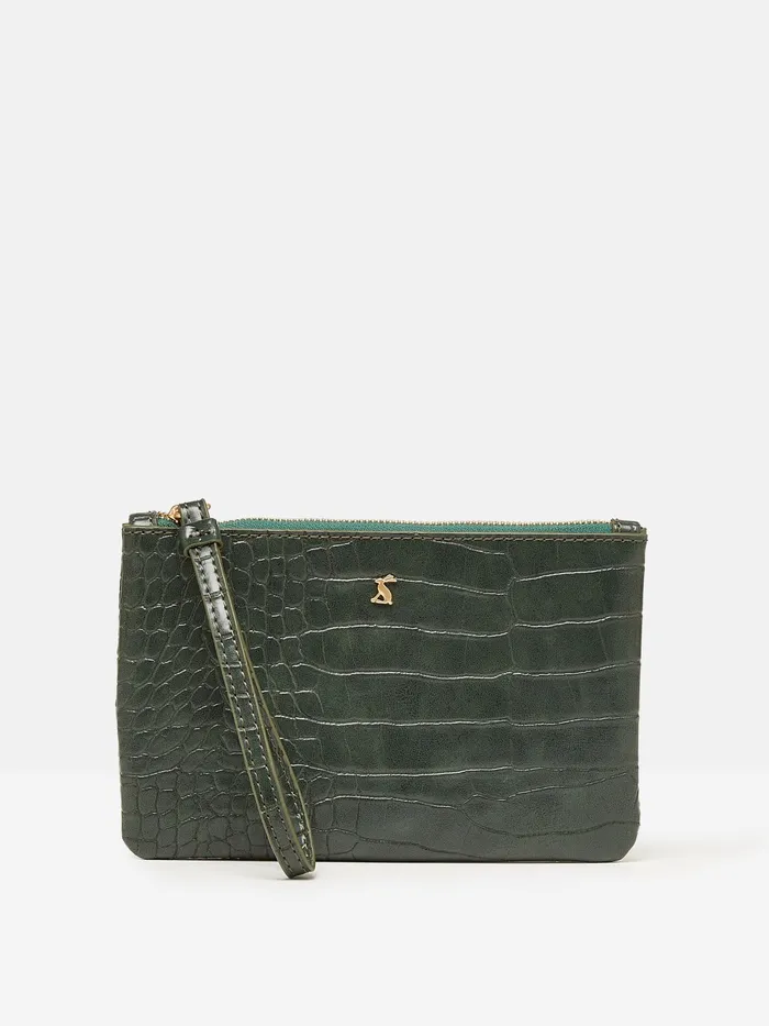 Joules Bags Green Faux Leather Croc Effect Wrist Purse 8211 Women