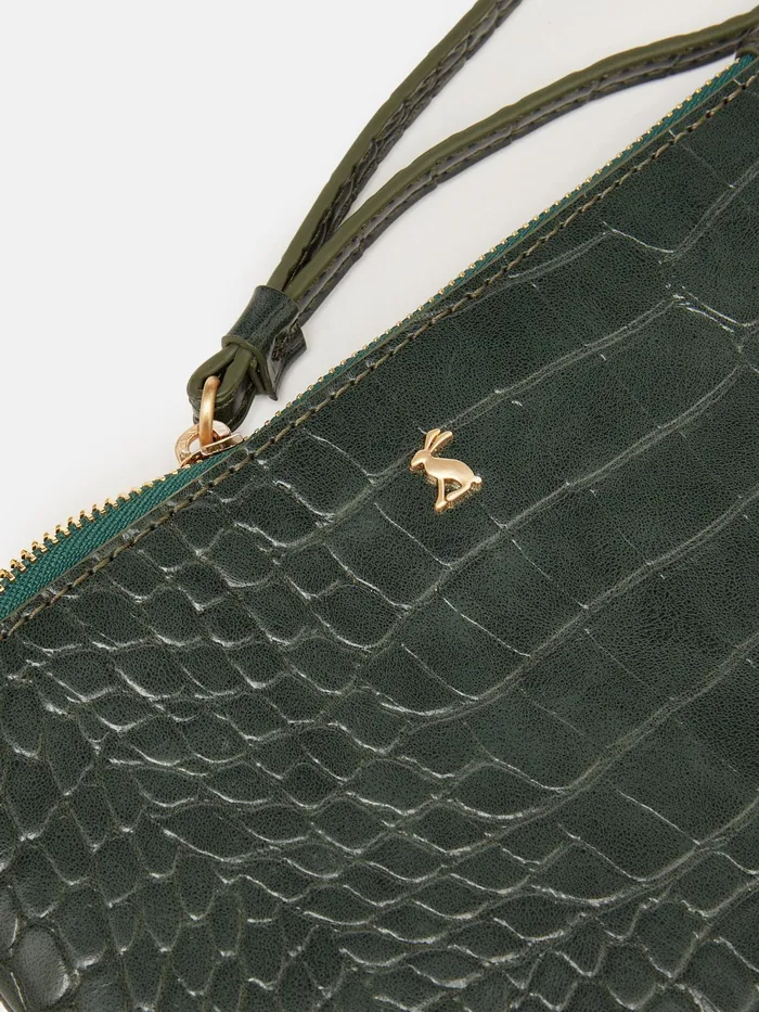 Joules Bags Green Faux Leather Croc Effect Wrist Purse 8211 Women