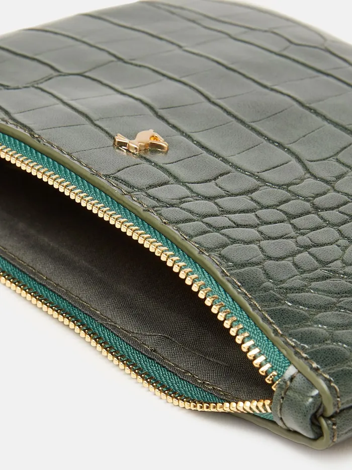 Joules Bags Green Faux Leather Croc Effect Wrist Purse 8211 Women