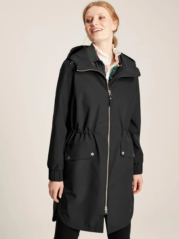 Joules Coats and Jackets Black Waterproof Raincoat With Hood 8211 Women