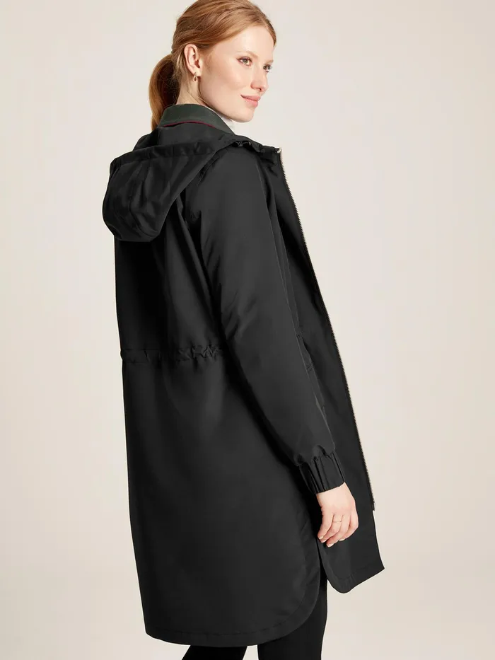 Joules Coats and Jackets Black Waterproof Raincoat With Hood 8211 Women