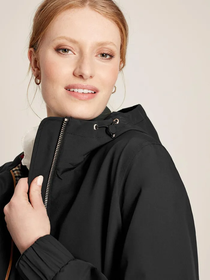 Joules Coats and Jackets Black Waterproof Raincoat With Hood 8211 Women