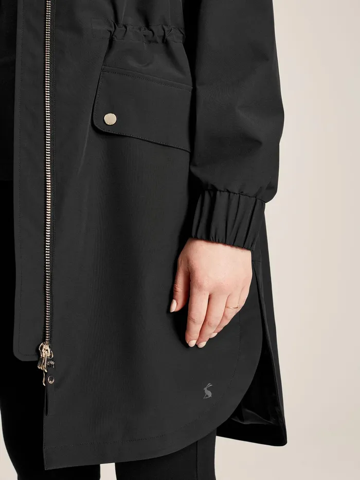 Joules Coats and Jackets Black Waterproof Raincoat With Hood 8211 Women