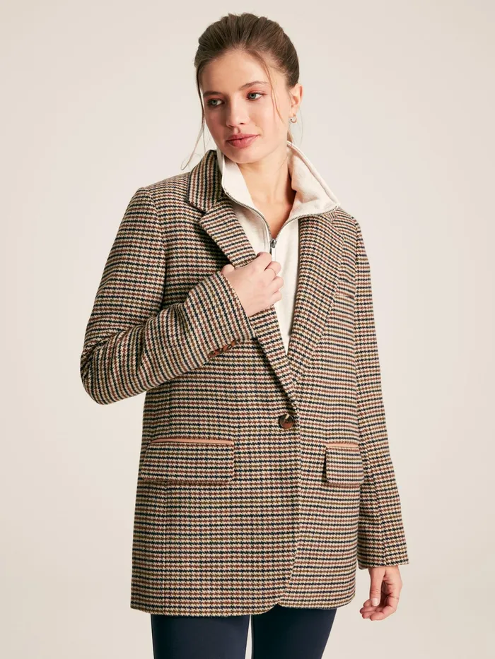 Joules Coats and Jackets Brown Tweed Relaxed Fit Blazer 8211 Women