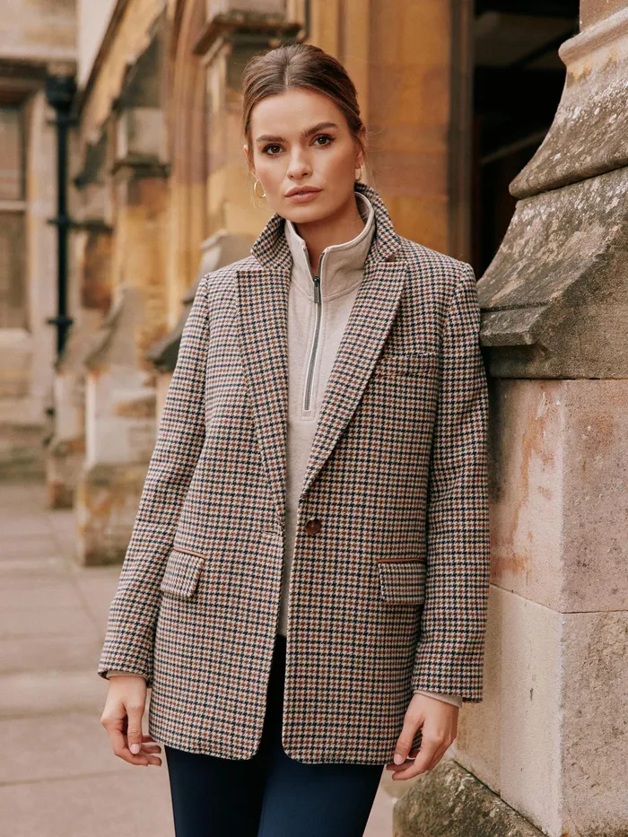 Joules Coats and Jackets Brown Tweed Relaxed Fit Blazer 8211 Women
