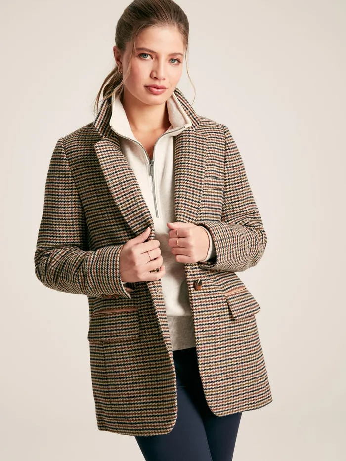 Joules Coats and Jackets Brown Tweed Relaxed Fit Blazer 8211 Women