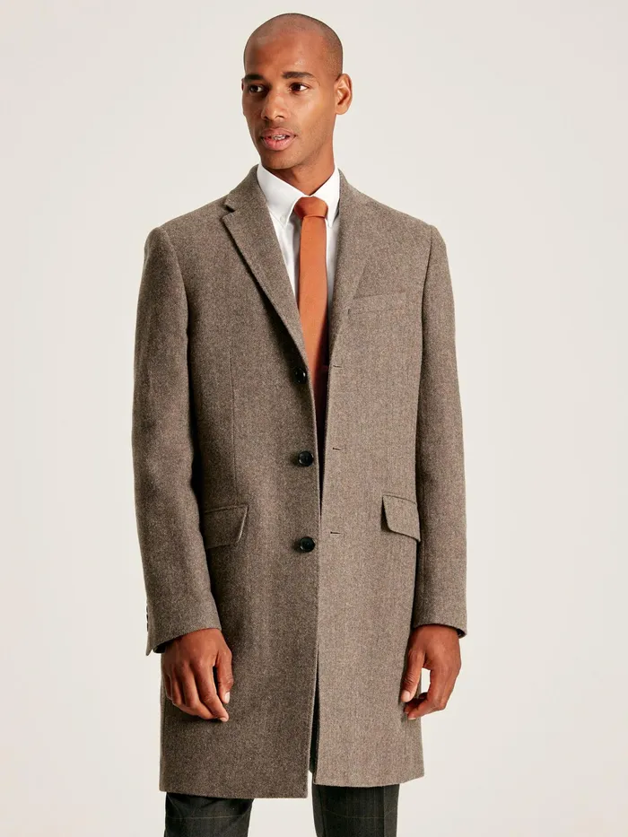 Joules Coats and Jackets Brown Wool Rich Herringbone Epsom Coat 8211 Men