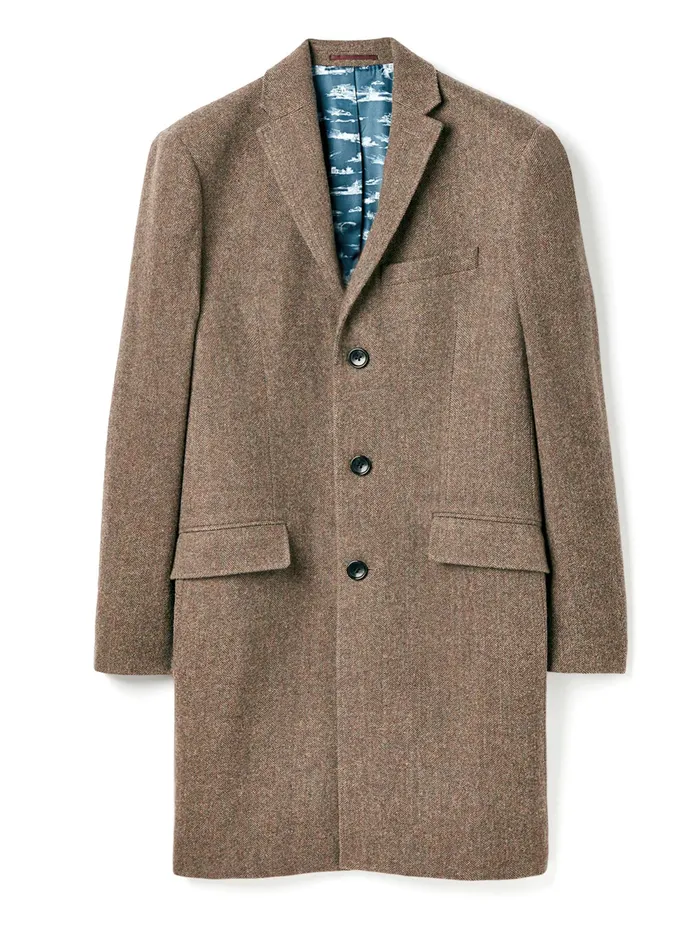 Joules Coats and Jackets Brown Wool Rich Herringbone Epsom Coat 8211 Men