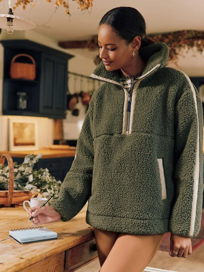 Joules Coats and Jackets Green Half Zip Borg Fleece 8211 Women
