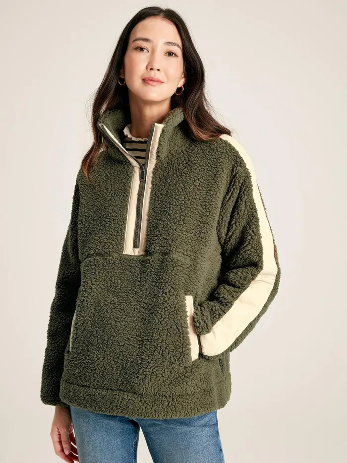 Joules Coats and Jackets Green Half Zip Borg Fleece 8211 Women