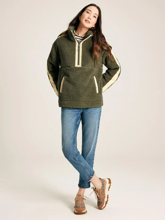 Joules Coats and Jackets Green Half Zip Borg Fleece 8211 Women