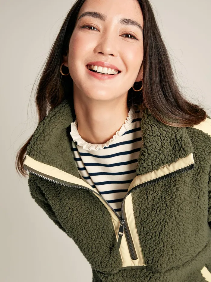 Joules Coats and Jackets Green Half Zip Borg Fleece 8211 Women
