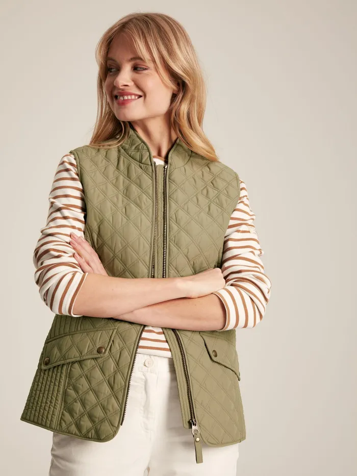 Joules Coats and Jackets Green Showerproof Diamond Quilted Gilet 8211 Women