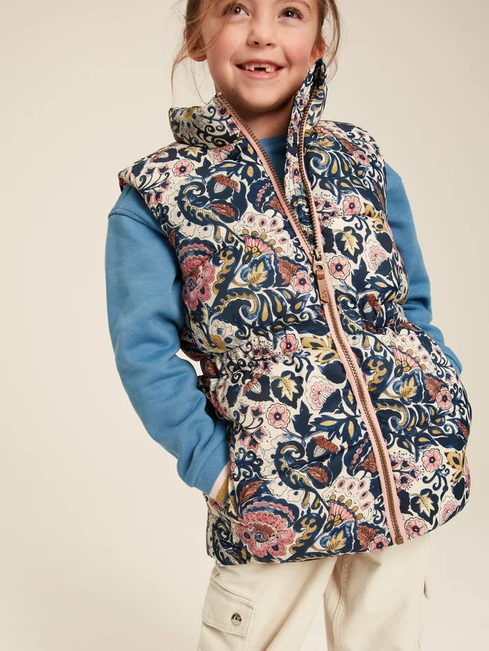 Joules Coats and Jackets Paisley Print Padded Gilet 8211 Girls
