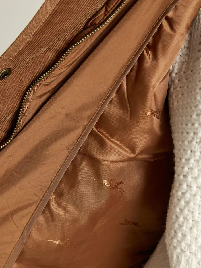Joules Coats and Jackets Rust Brown Showerproof Long Diamond Quilted Gilet With Hood 8211 Women