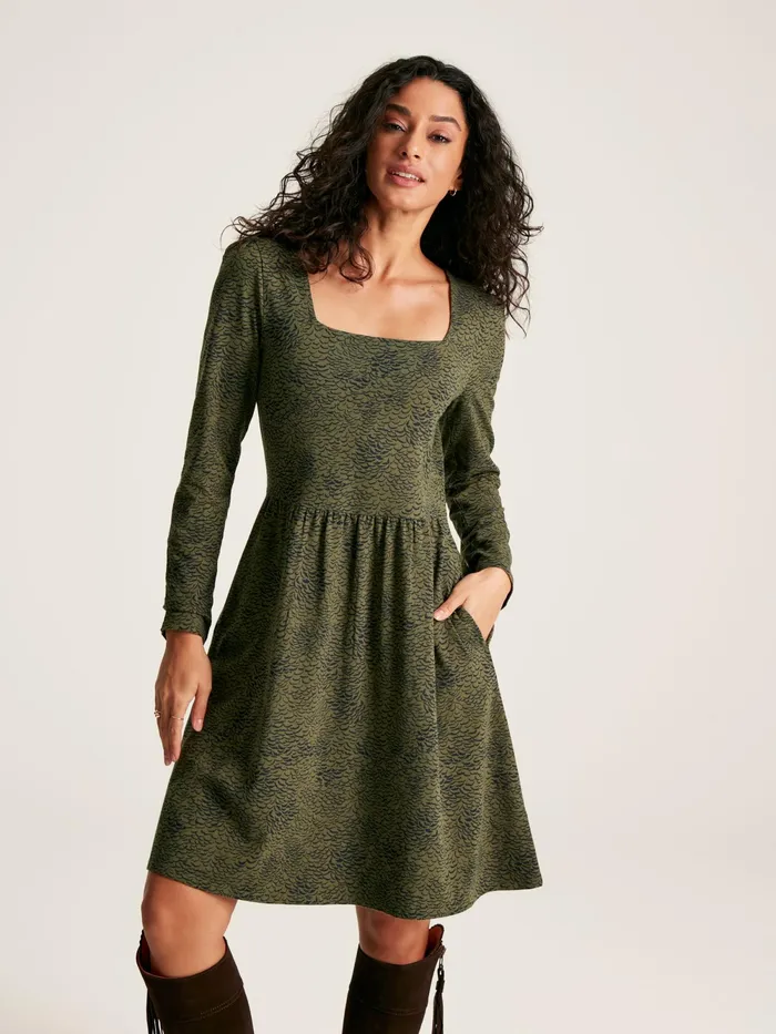 Joules Dresses Green Long Sleeve Jersey Dress 8211 Women