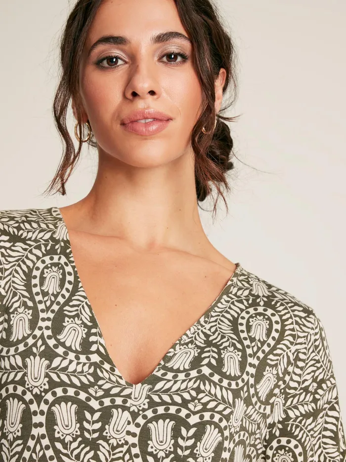 Joules Dresses Green Printed Long Sleeve Midaxi Dress With Pockets 8211 Women