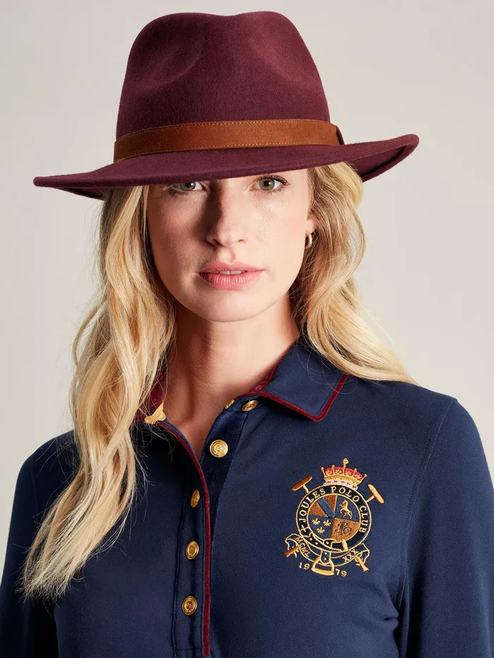 Joules Hats Burgundy Wool Fedora Hat 8211 Women