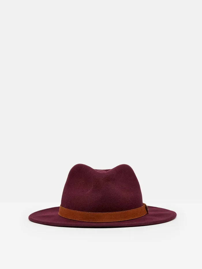 Joules Hats Burgundy Wool Fedora Hat 8211 Women