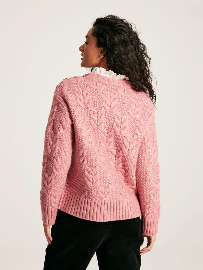 Joules Knitwear Pink Cable Knit Jumper 8211 Women