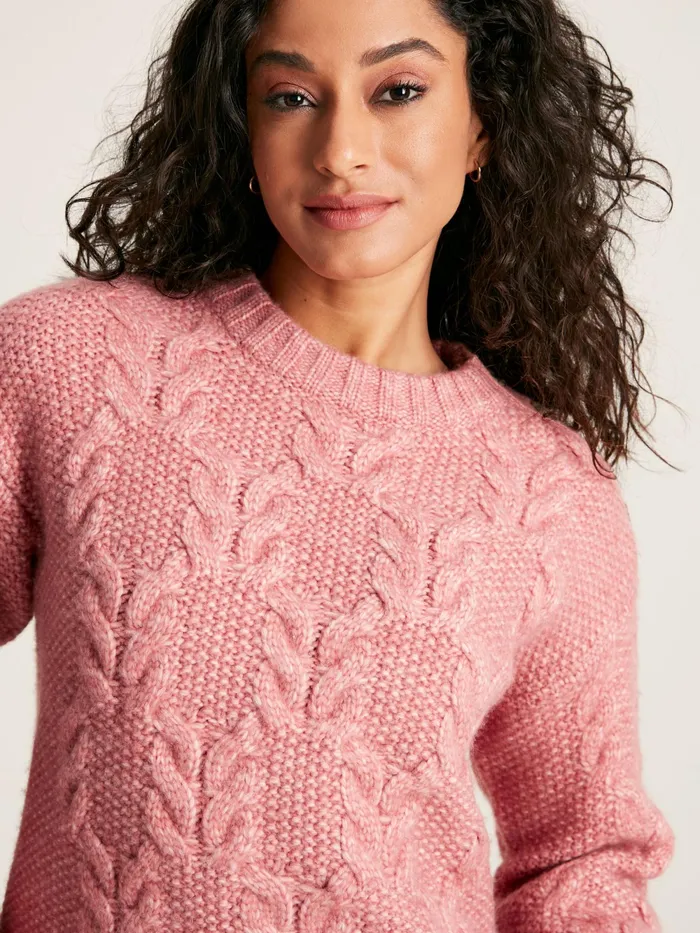 Joules Knitwear Pink Cable Knit Jumper 8211 Women