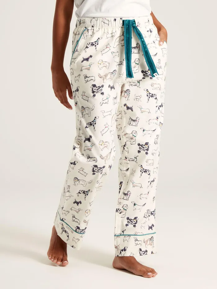 Joules Nightwear Cream Dog Print Cotton Pyjama Bottoms 8211 Women