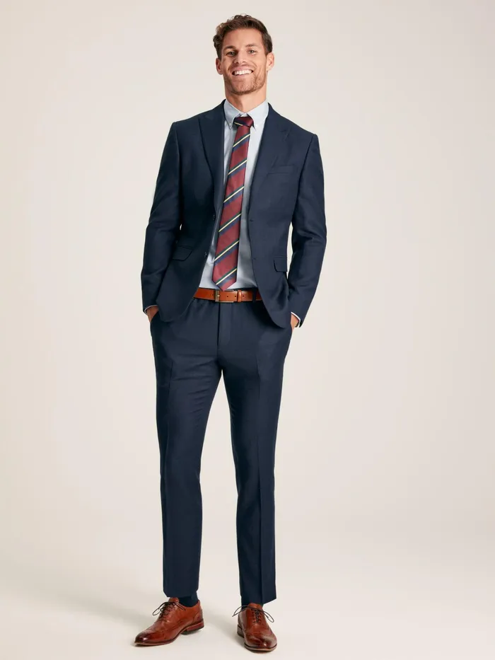 Joules Suits and Tailoring Blue Textured Wool Suit Trousers 8211 Men
