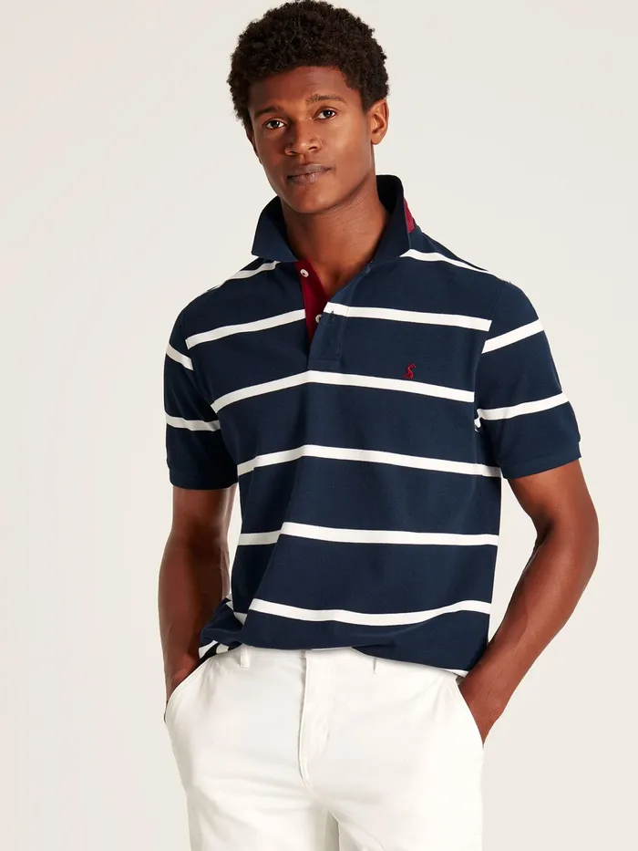 Joules Tops and Tshirts NavyWhite Classic Fit Striped Polo Shirt 8211 Men
