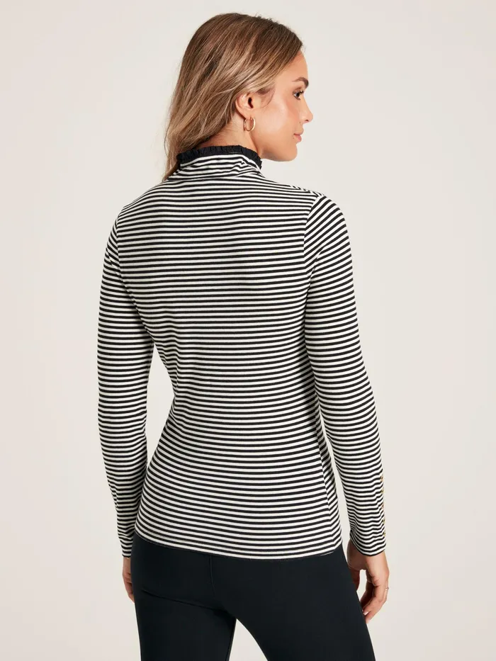 Joules Tops BlackCream Long Sleeve High Neck Jersey Top 8211 Women
