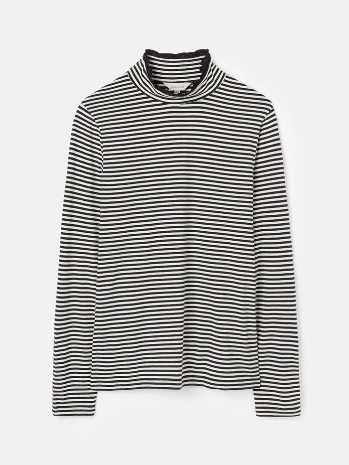 Joules Tops BlackCream Long Sleeve High Neck Jersey Top 8211 Women