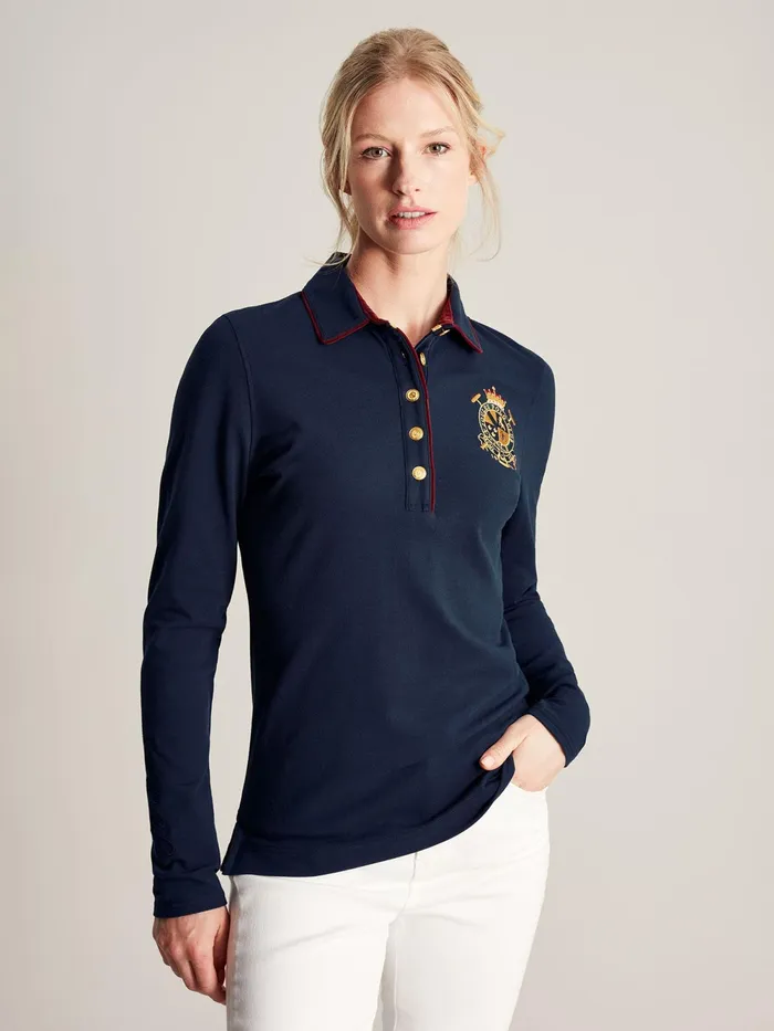 Joules Tops Navy Long Sleeve Polo Shirt 8211 Women