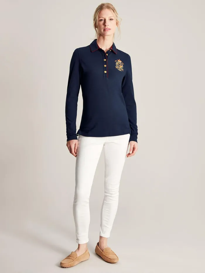 Joules Tops Navy Long Sleeve Polo Shirt 8211 Women