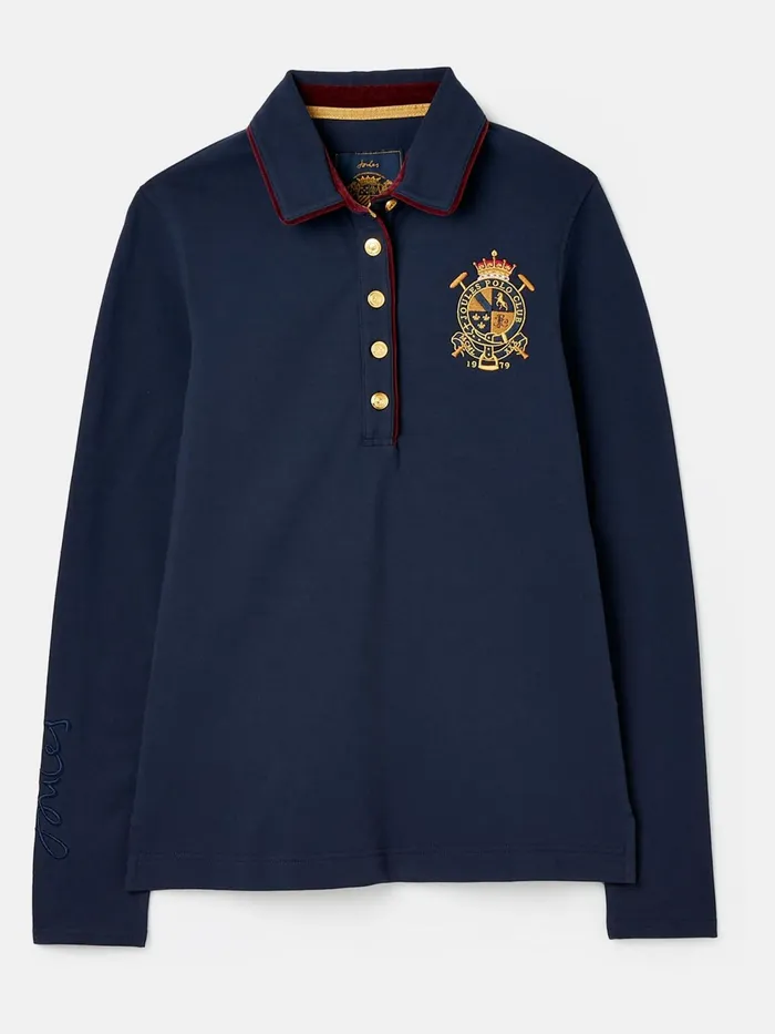 Joules Tops Navy Long Sleeve Polo Shirt 8211 Women
