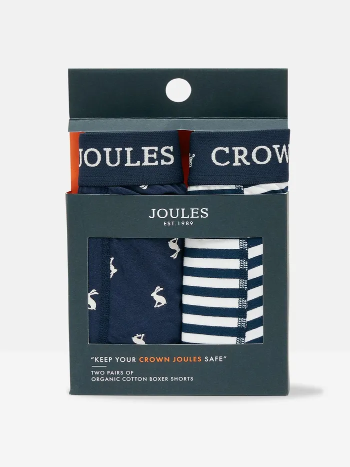Joules Underwear Navy Hare Cotton Boxer Briefs 2 Pack 8211 Men