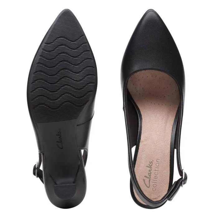 Kataleyna Step Black Leather Women Clarks Dress Shoes