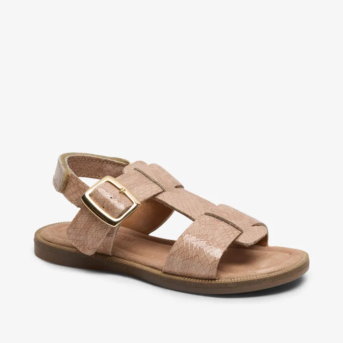 KIDS adea camel croco Brown Sandals bisgaardshoes