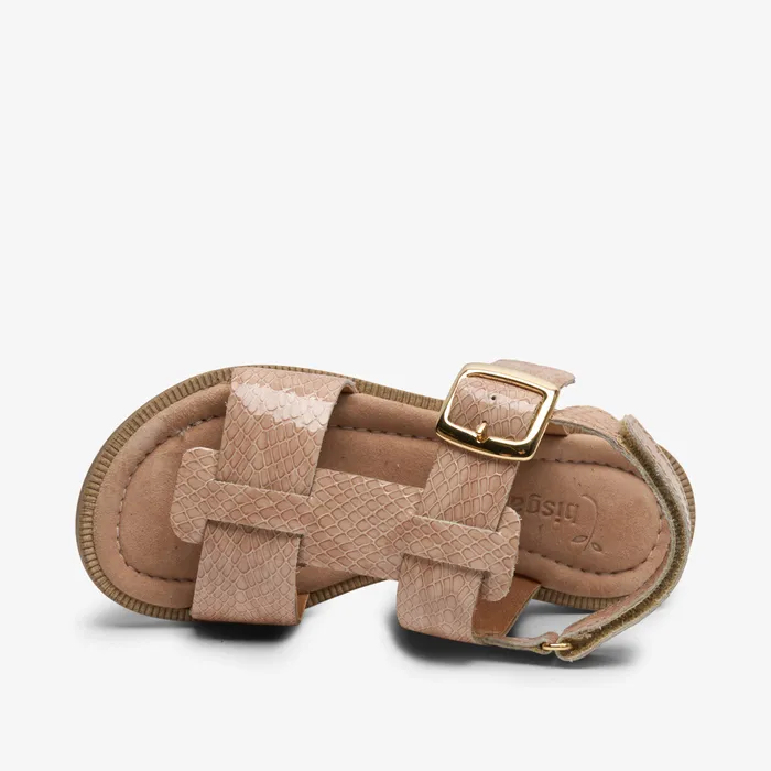 KIDS adea camel croco Brown Sandals bisgaardshoes